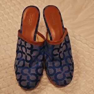 Vintage Coach Bacall Wooden Clogs Size 10